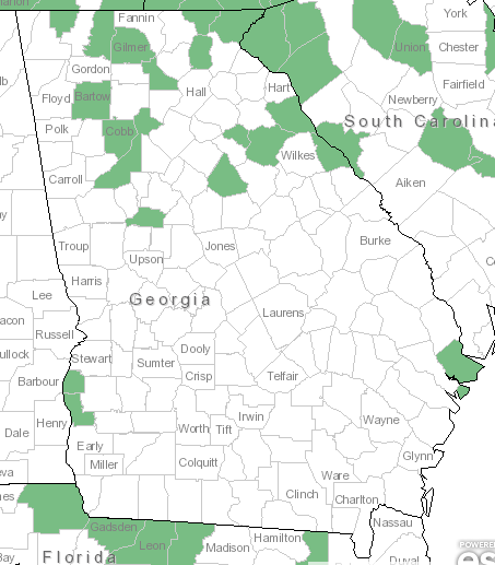 The range of Amphicarpaea bracteata